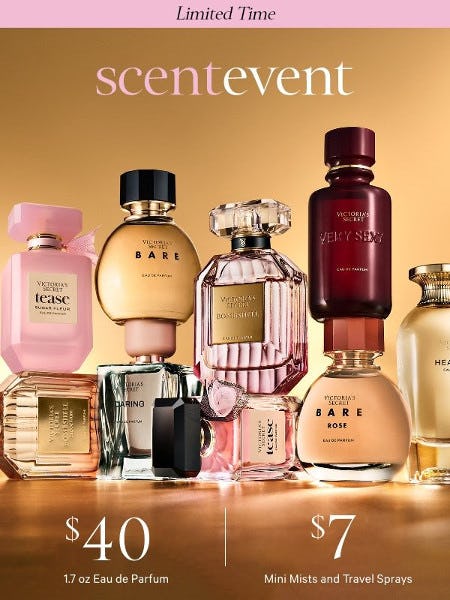 $40 Eau de Parfum and $7 Mini Mists and Travel Sprays
