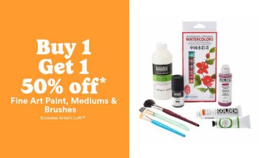 B1G1 50% Off Fine Art Paint, Medium & Brushes