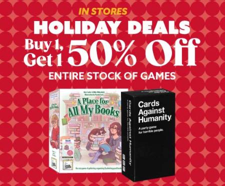 Buy 1, Get 1 50% Off Entire Stock Of Games