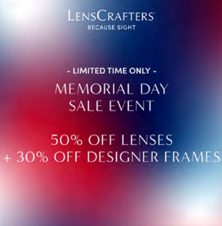 50% OFF LENSES + 30% OFF DESIGNER FRAMES