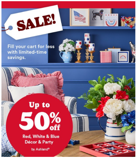 Up to 50% Off Red, White and Blue Décor and Party by Ashland
