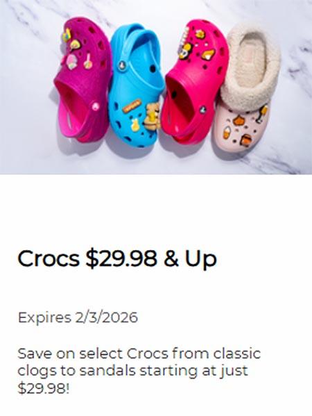 Crocs $29.98 & Up