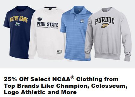 25% Off Select NCAA® Clothing from Top Brands Like Champion, Colosseum, Logo Athletic and More