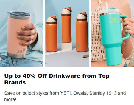 Up to 40% Off Drinkware from Top Brands