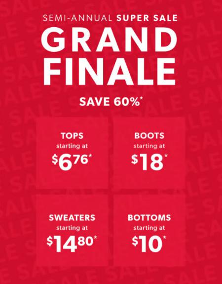 Semi-Annual Super Sale Grand Finale Save 60%