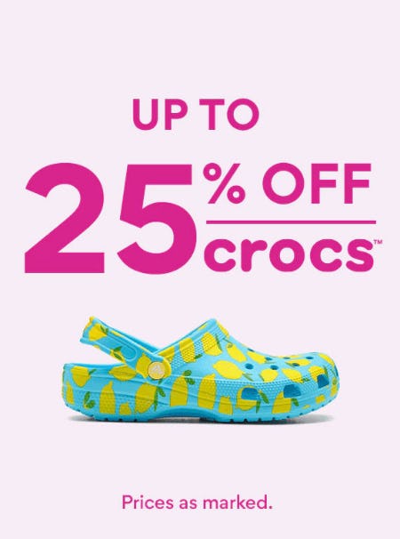 Up to 25% Off Crocs