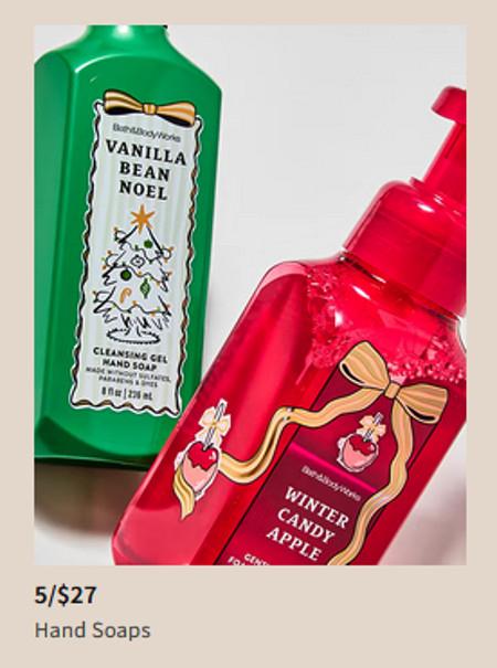 5 for $27 Hand Soaps