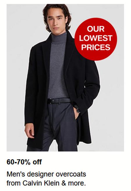 60-70% off Men's Designer Overcoats From Calvin Klein and More