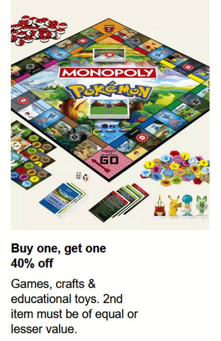 Buy One, Get One 40% off Games, Crafts and Educational Toys