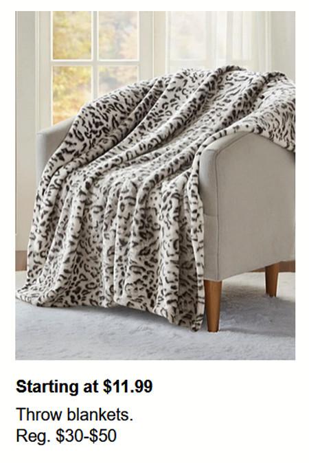 Throw Blankets Starting at $11.99