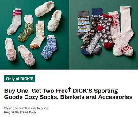 Buy One, Get Two Free DICK'S Sporting Goods Cozy Socks, Blankets and Accessories