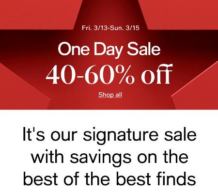 One Day Sale 40-60% off