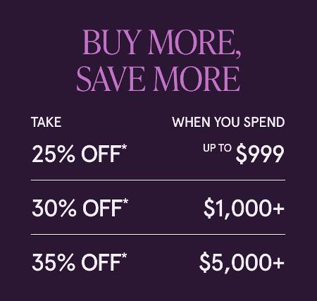 Take Up to 35% off When You Spend $5,000 or More