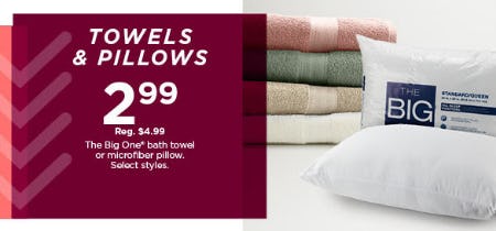 Towels & Pillows $2.99