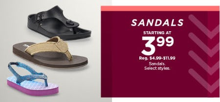 Sandals Starting at $3.99