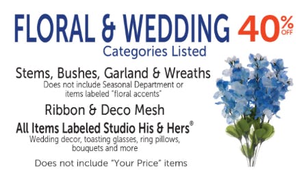 40% Off Floral & Wedding