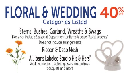 40% Off Floral & Wedding