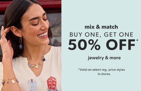 Buy One, Get One 50% off Jewelry and More