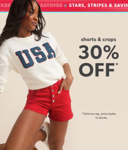 Shorts and Crops 30% off