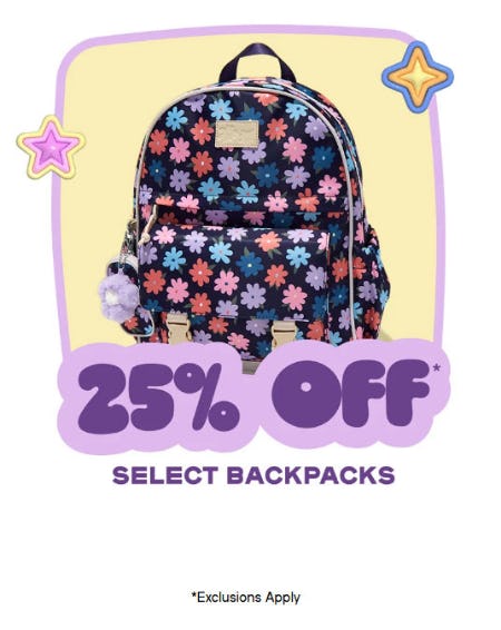 25% Off Select Backpacks