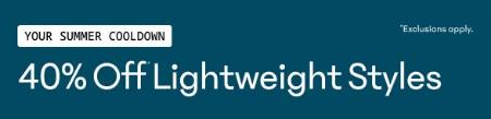 40% Off Lightweight Styles