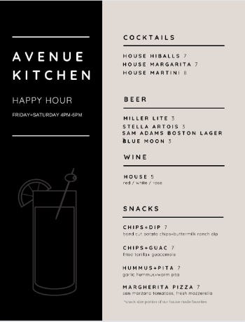 Avenue Kitchen Happy Hour