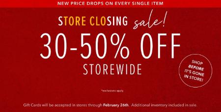 30-50% Off Storewide