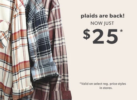 Plaids Now Just $25