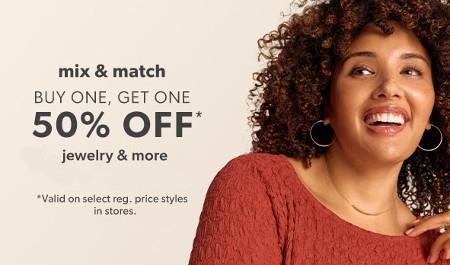 Buy One, Get One 50% off Jewelry and More