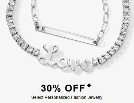 30% off Select Personalized Fashion Jewelry