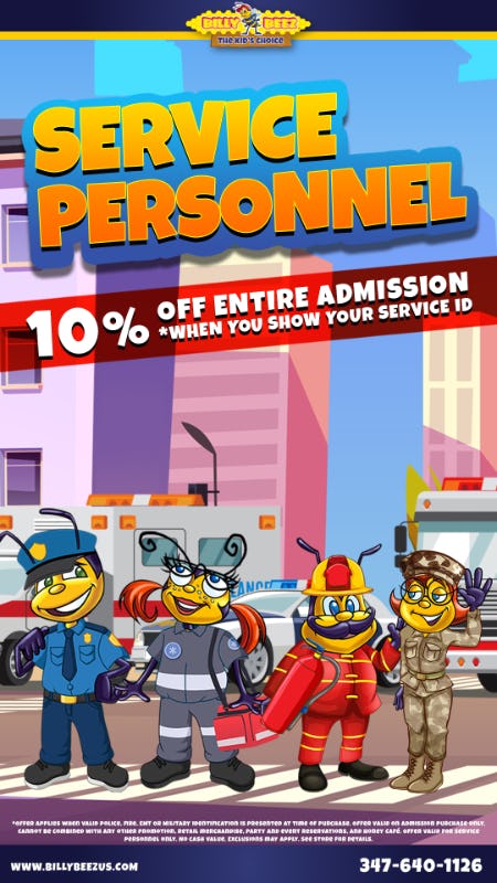 Service Personnel Save 10% Off Entire Admission When You Show Your Service ID