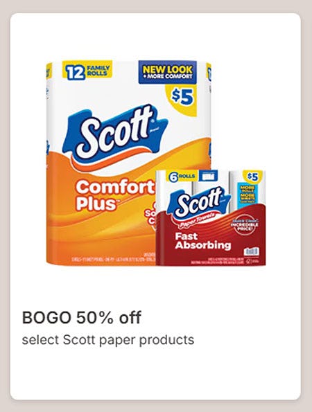 BOGO 50% Off Select Scott Paper Products