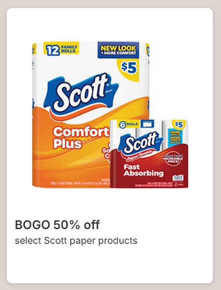 BOGO 50% Off Select Scott Paper Products
