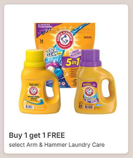 Buy 1 Get 1 Free Select Arm & Hammer Laundry Care
