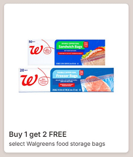 Buy 1 Get 2 Free Select Walgreens Food Storage Bags
