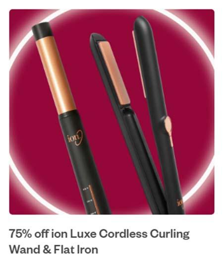 75% Off ion Luxe Cordless Curling Wand & Flat Iron