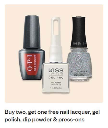 Buy Two, Get One Free Nail Lacquer, Gel Polish, Dip Powder & Press-Ons