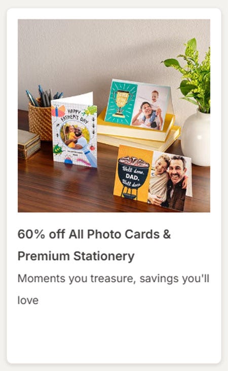60% Off All Photo Cards & Premium Stationery