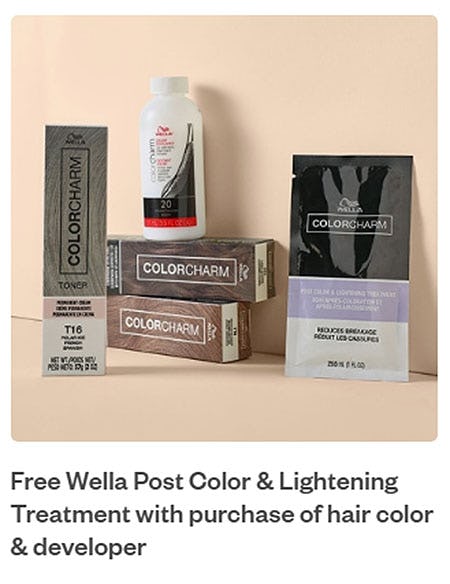 Free Wella Post Color & Lightening Treatment with Purchase Of Hair Color & Developer