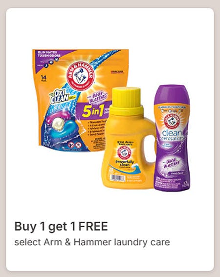 Buy 1 Get 1 Free Select Arm & Hammer Laundry Care