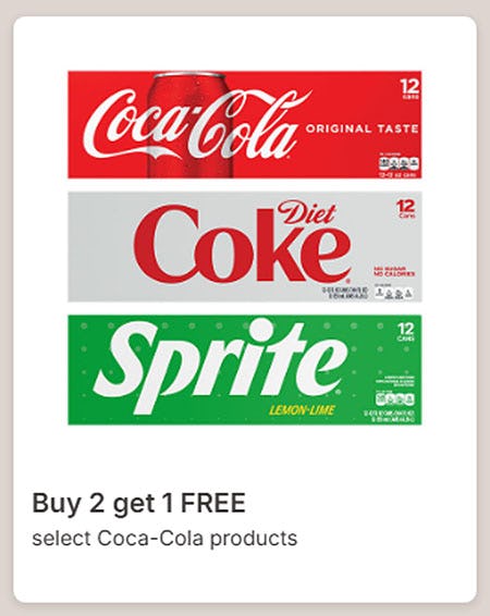 Buy 2 Get 1 Free Select Coca-Cola Products