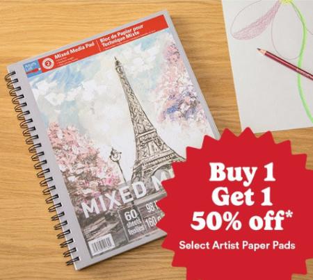 Buy 1, Get 1 50% Off Select Artist Paper Pads