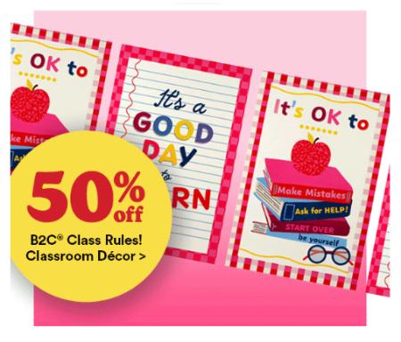 50% Off B2C® Class Rules! Classroom Décor