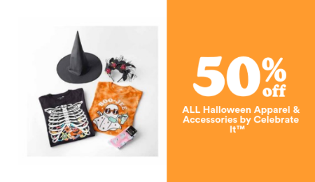 50% Off All Halloween Apparel and Accessories by Celebrate It