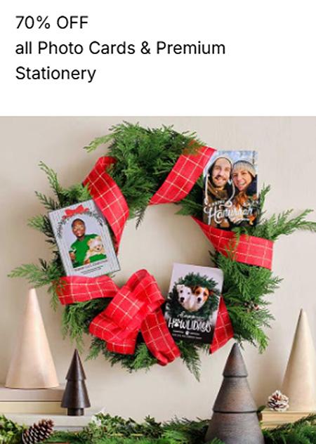 70% Off All Photo Cards & Premium Stationery