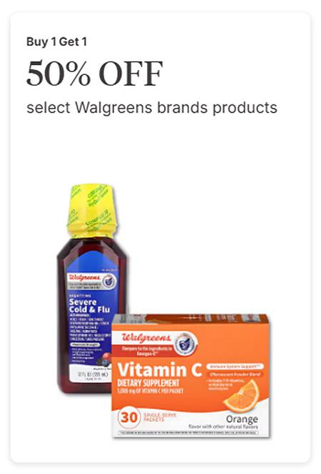 Buy 1 Get 1 50% Off Select Walgreens Brands Products