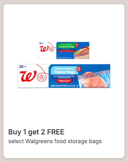 Buy 1 Get 2 Free Select Walgreens Food Storage Bags