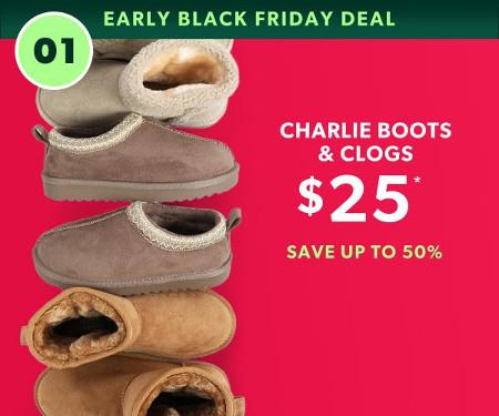 $25 Charlie Boots and Clogs