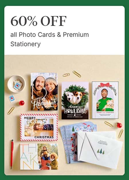 60% Off All Photo Cards & Premium Stationery