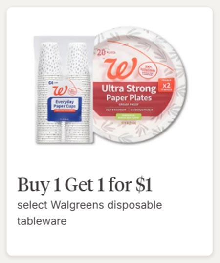 Buy 1 Get 1 For $1 Select Walgreens Disposable Tableware